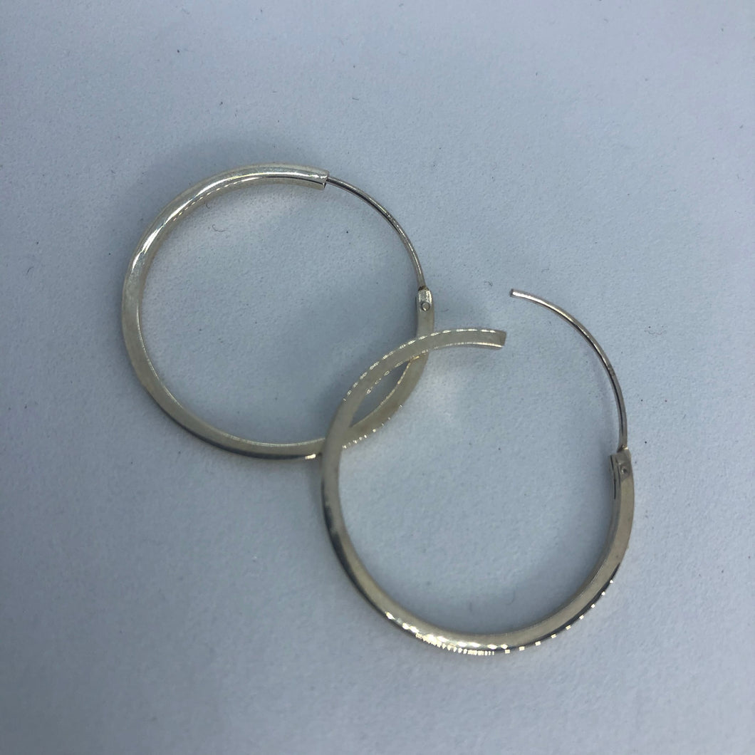 Silver Square Wire Hoop Earrings