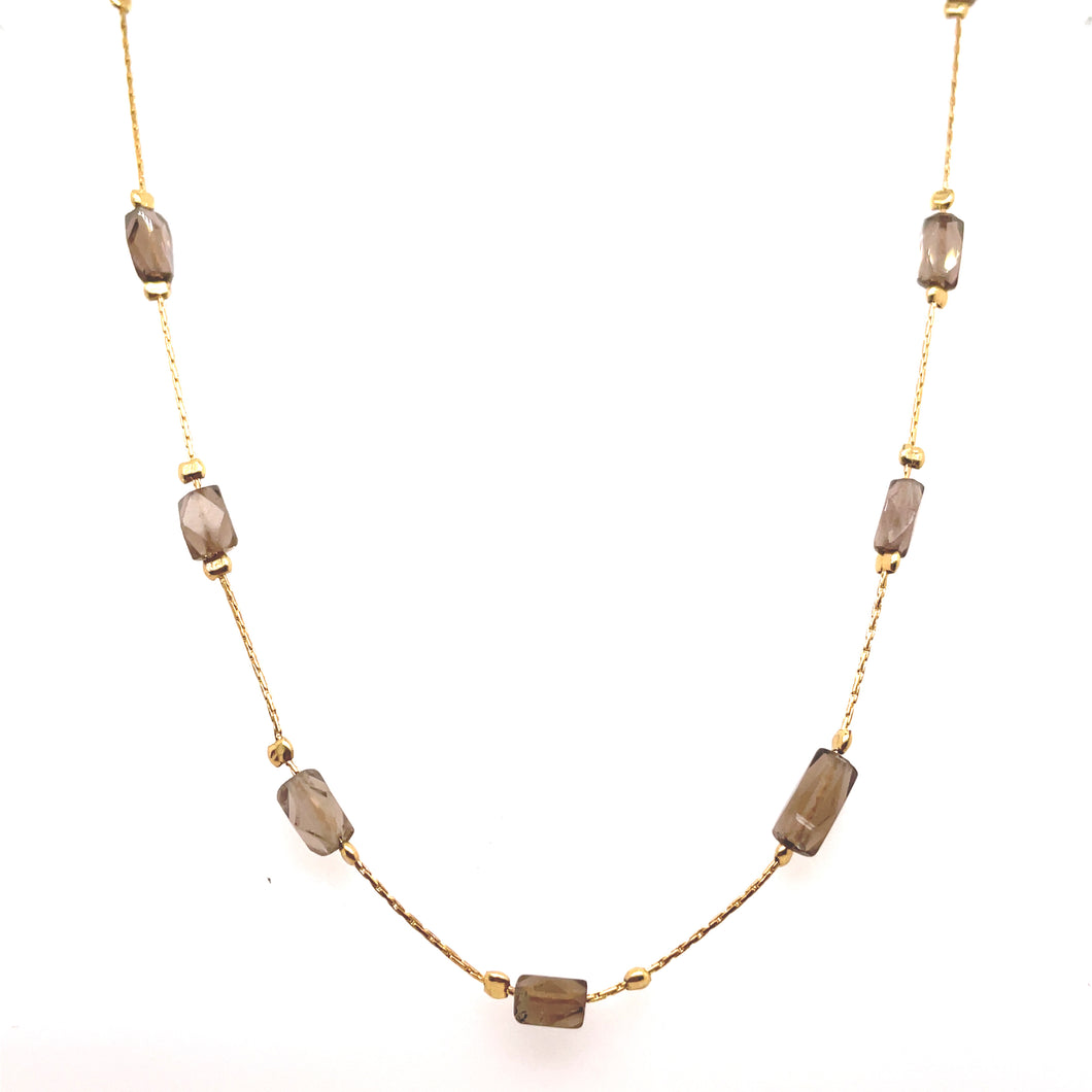 Gold-Filled Necklace with Smokey Quartz Beads