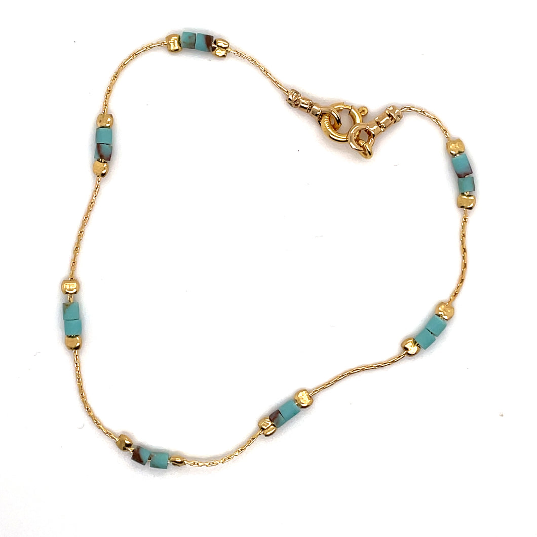 Gold filled Bracelet with Turquoise & Lapis Beads